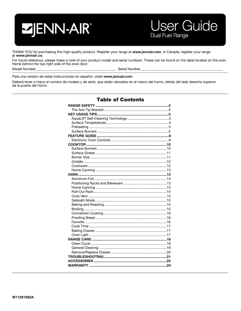 Page n°1 - Manuel utilisateur JennAir JDS1450FP
