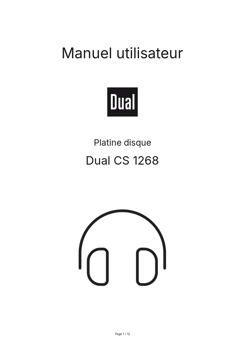 Page n°1 - Manuel utilisateur Dual CS 1268