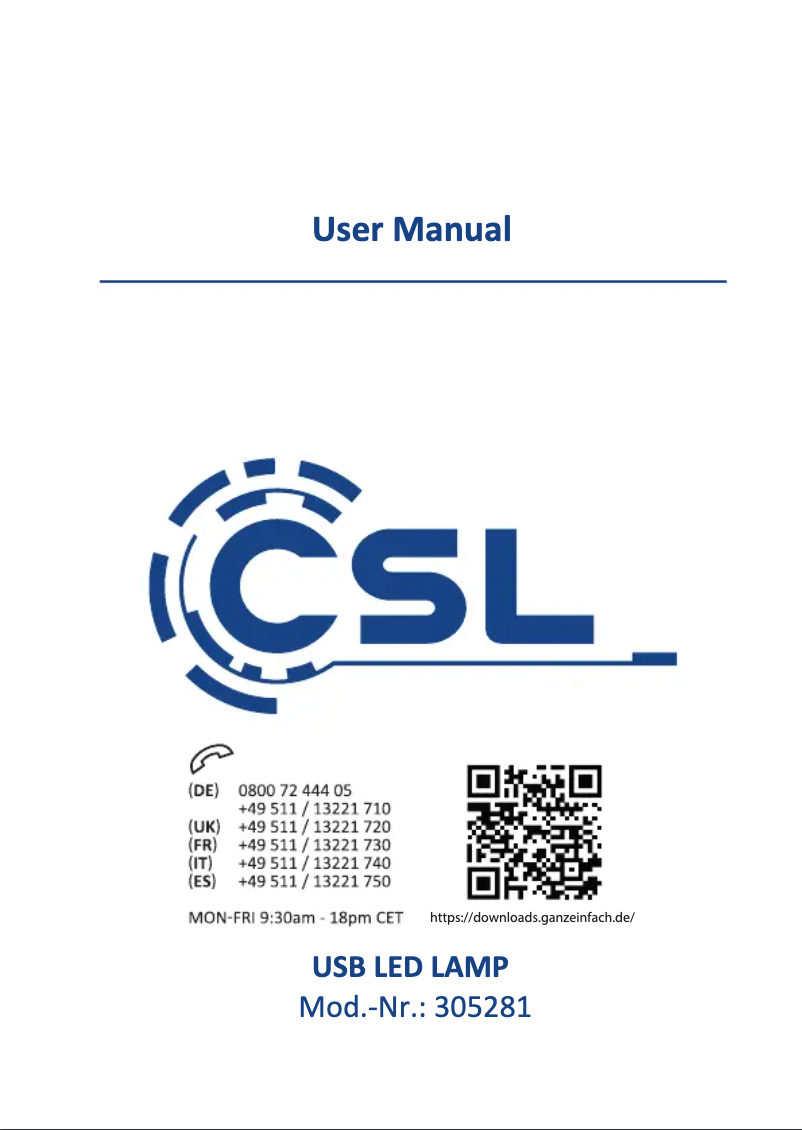 Page 1 de la notice Manuel utilisateur CSL 305281