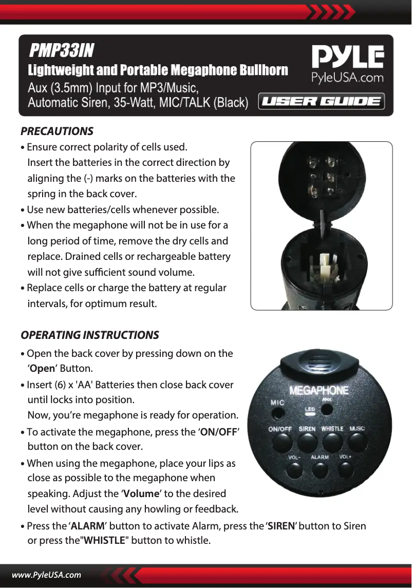 Page 1 de la notice Manuel utilisateur Pyle PMP33IN