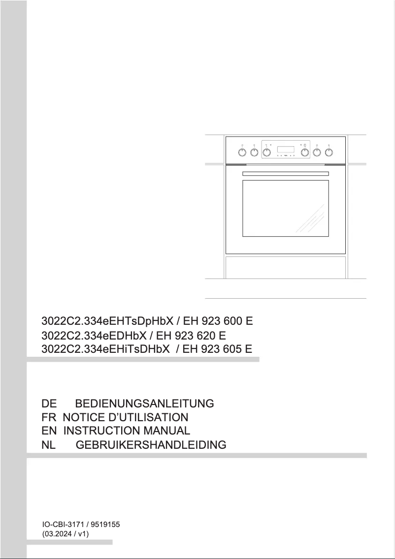 Page n°1 - Manuel utilisateur Amica EH 923 600 E