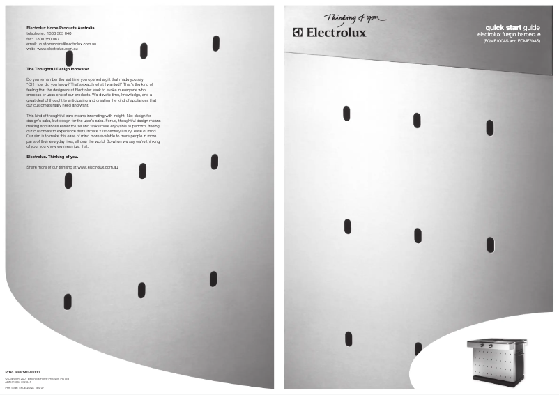 Page 1 de la notice Guide d'installation Electrolux EQMF70AS