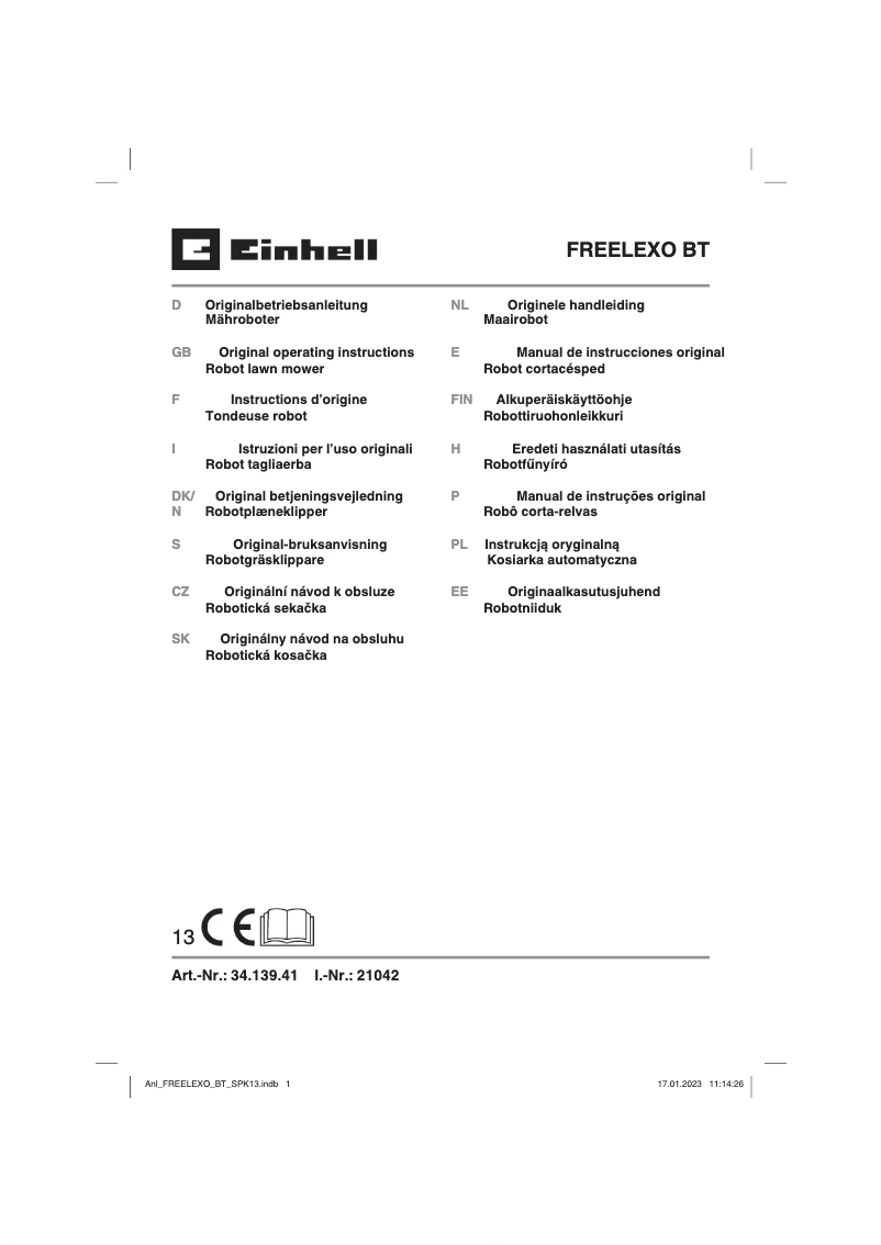Page 1 de la notice Manuel utilisateur Einhell FREELEXO 500 BT