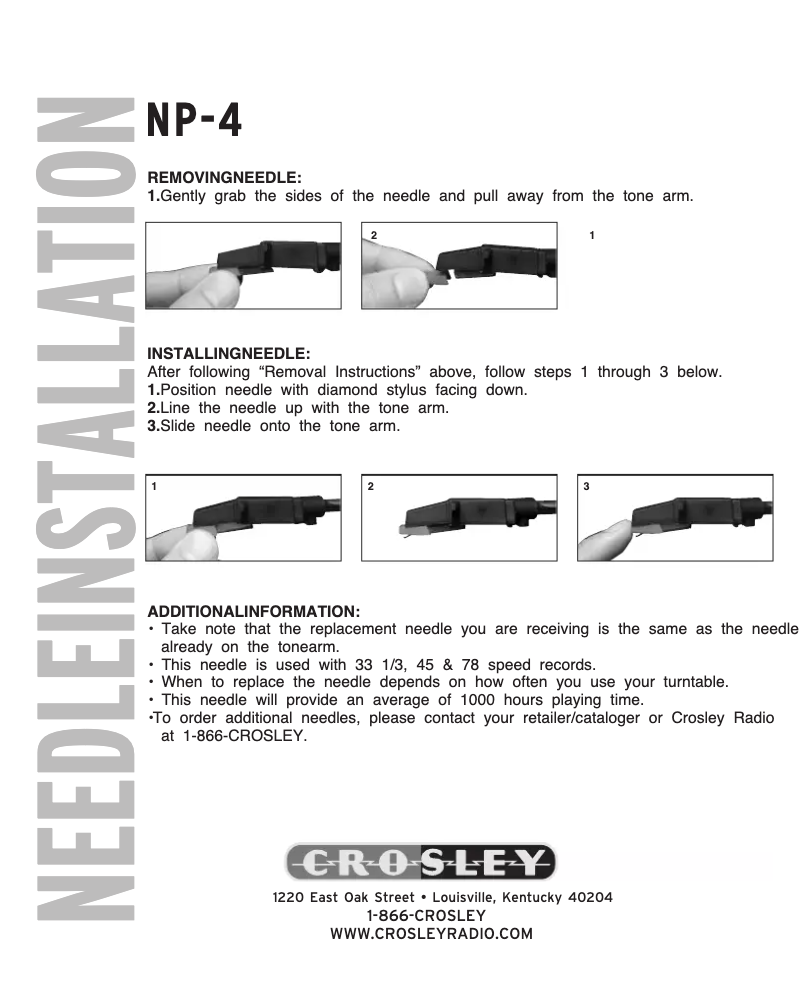 Page 1 de la notice Manuel utilisateur Crosley NP4