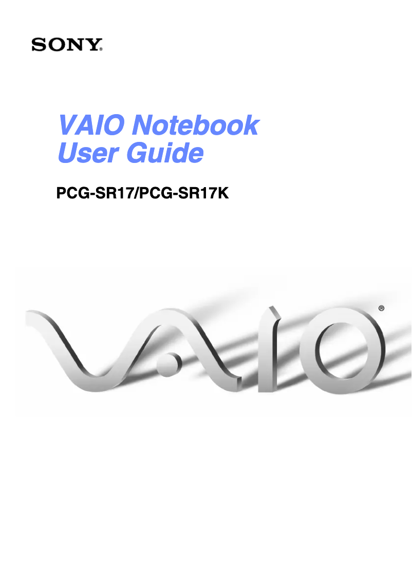Page 1 de la notice Manuel utilisateur Sony Vaio PCG-SR17
