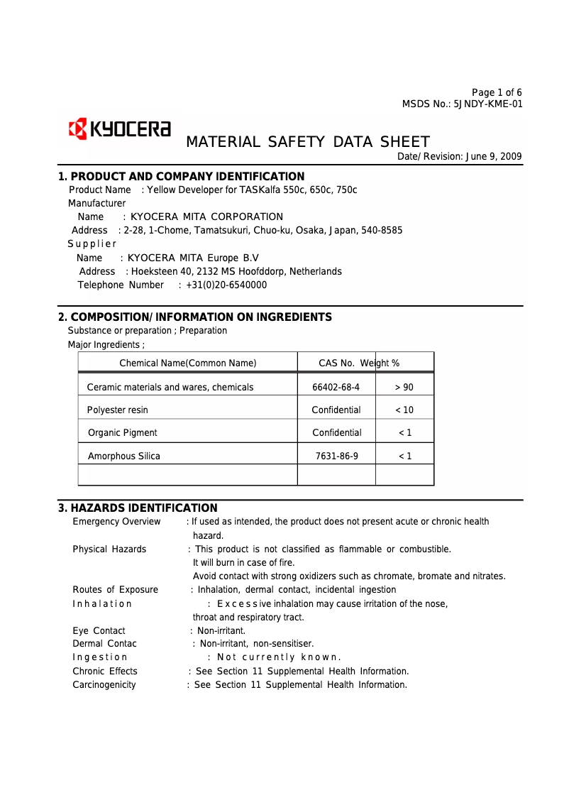 Page 1 de la notice Instructions de sécurité Kyocera TASKalfa 750c