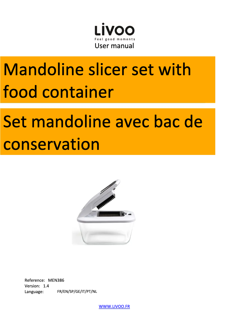 Image de la première page du manuel de l'appareil MEN386