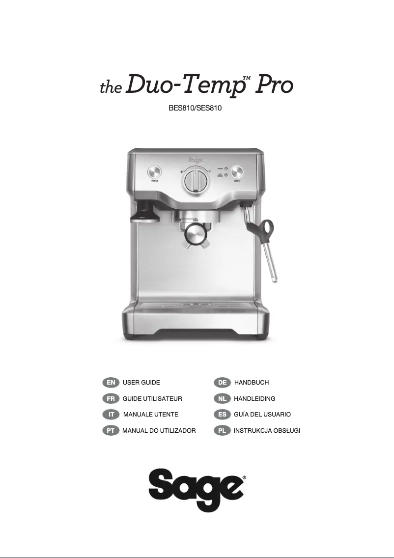 Image de la première page du manuel de l'appareil the Duo-Temp Pro SES810