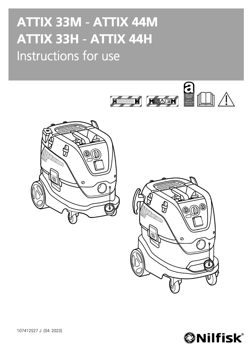 Page 1 de la notice Manuel utilisateur Nilfisk Attix 33