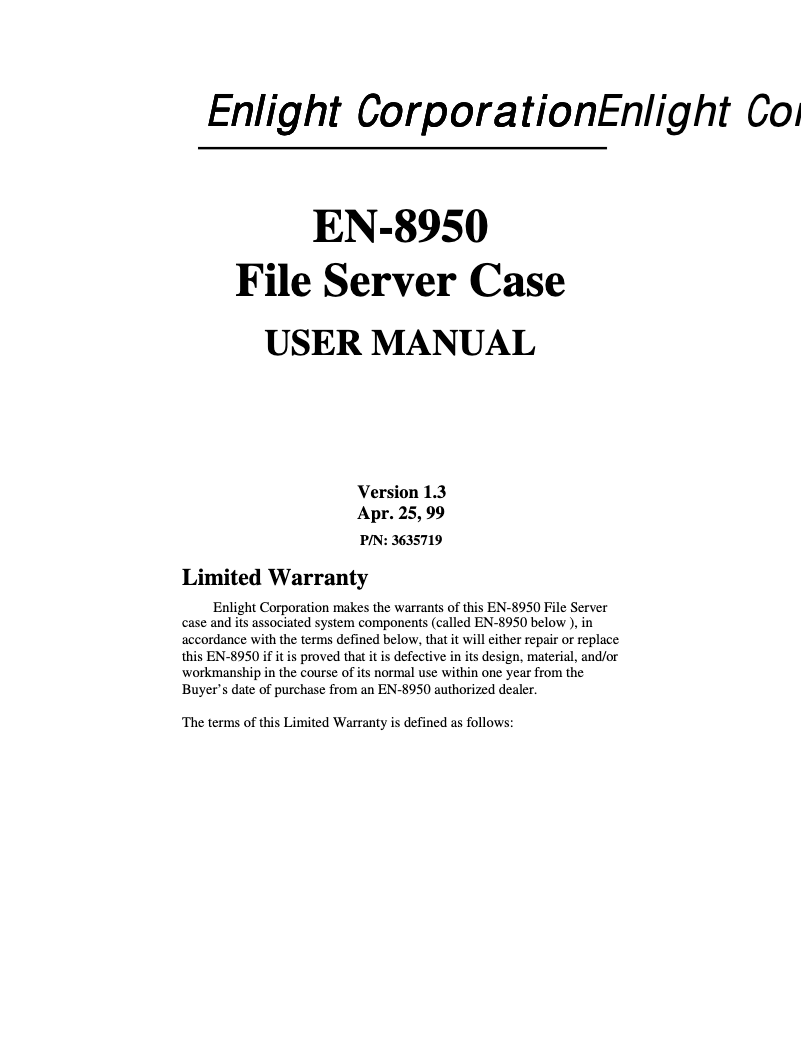 Page n°1 - Manuel utilisateur Enlight EN-8950