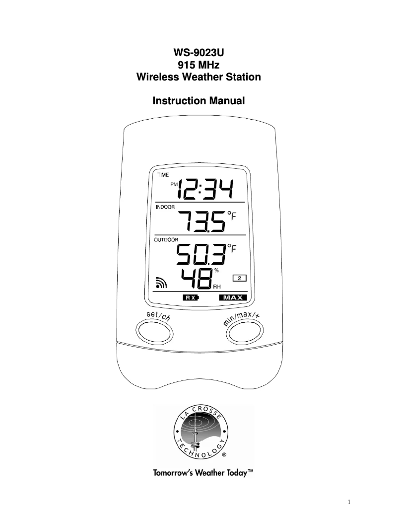 Page n°1 - Manuel utilisateur La Crosse Technology WS-9023U-IT
