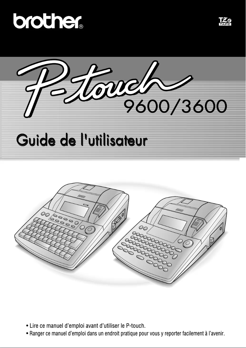 Page 1 de la notice Manuel utilisateur Brother P-Touch PT-3600