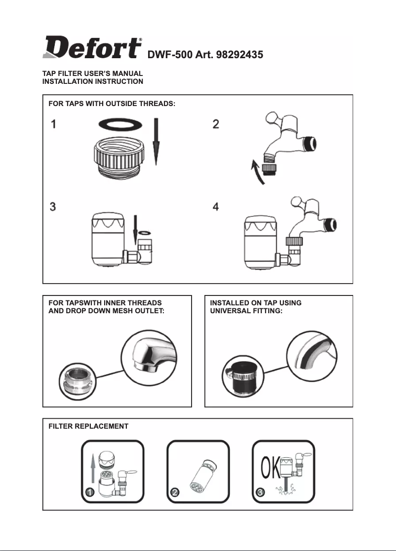 Image de la première page du manuel de l'appareil DWF-500