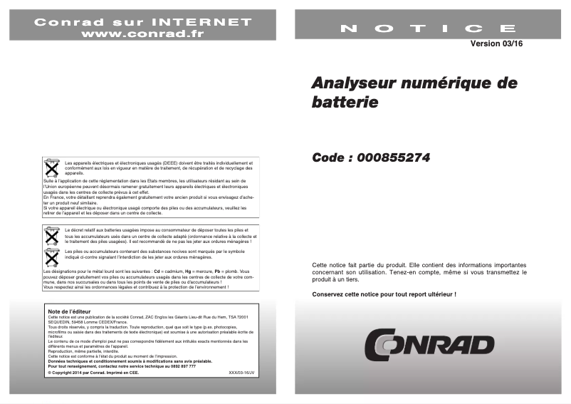 Page n°1 - Manuel utilisateur Argus AA 350