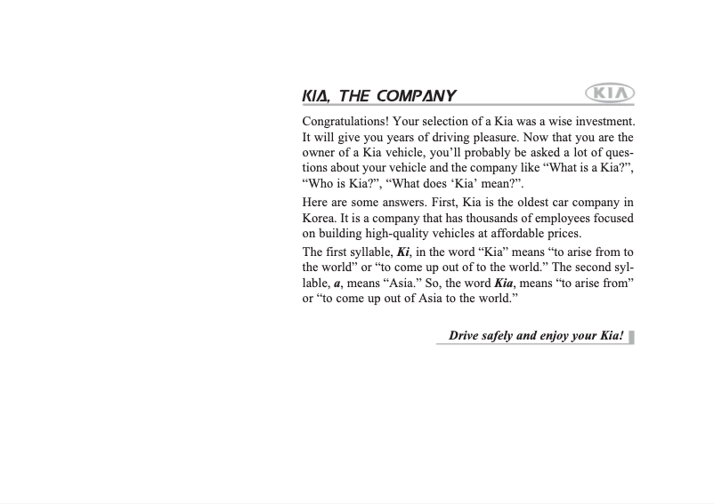 Page n°1 - Manuel utilisateur Kia Spectra (2008)