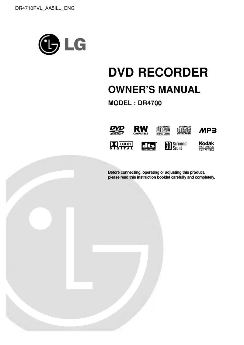 Page n°1 - Manuel utilisateur LG DR4710