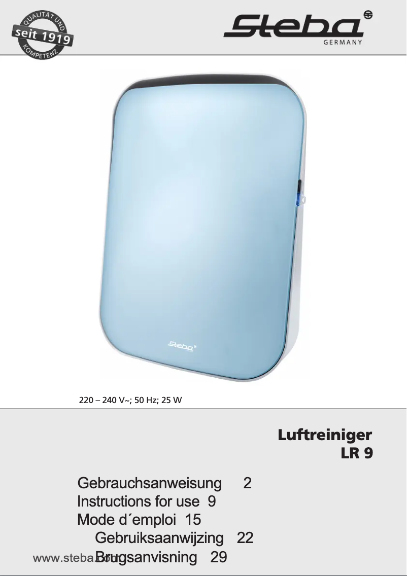Page 1 of the manual User Manual Steba LR 9 Luftrein