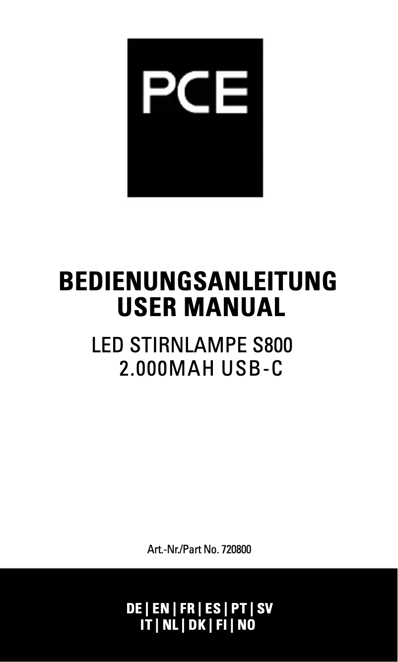 Imagen de la primera página del manual del dispositivo S800