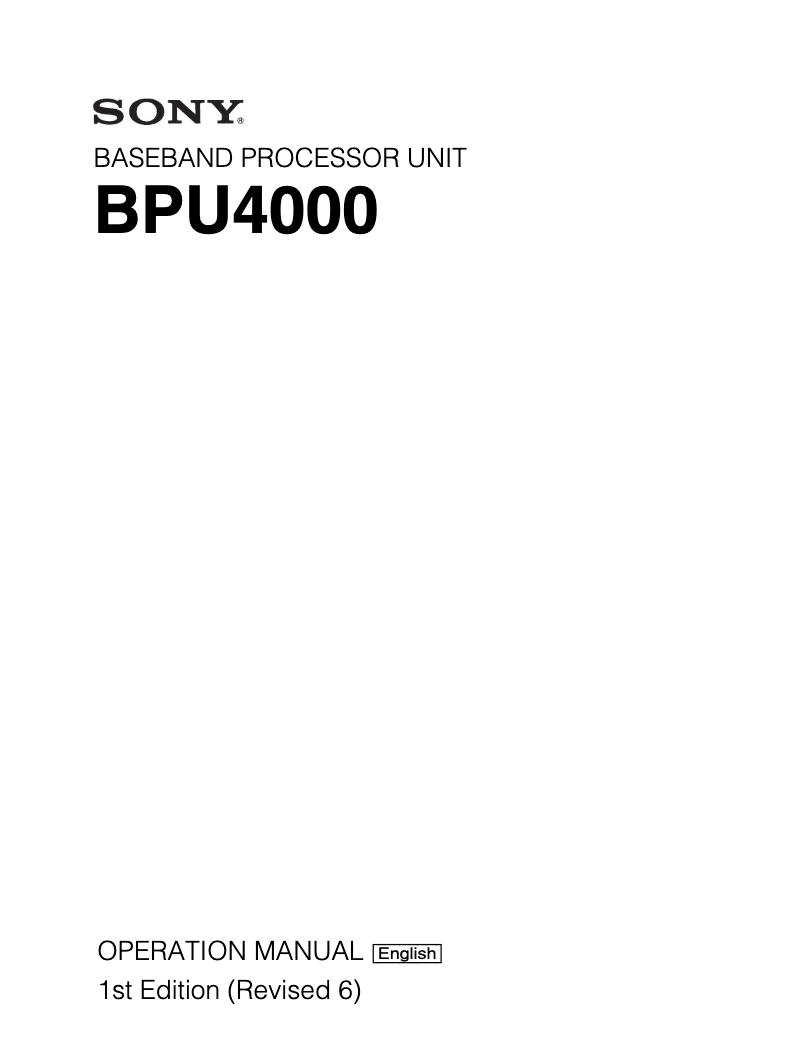 Page n°1 - Manuel utilisateur Sony BPU4000