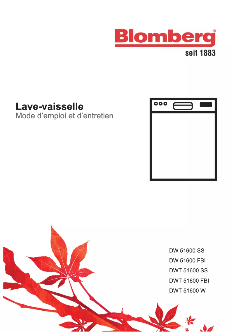 Page n°1 - Manuel utilisateur Blomberg DW51600FBI