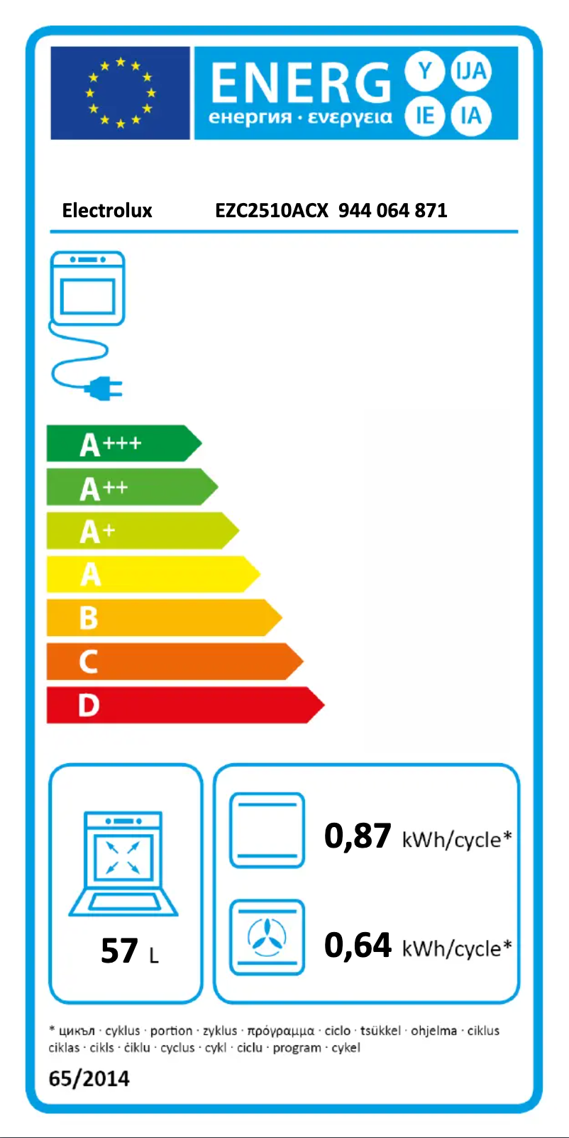 Page n°1 - Label énergétique Electrolux EZC2510ACX