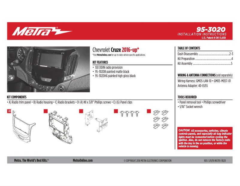 Page n°1 - Manuel utilisateur Metra 95-3020B