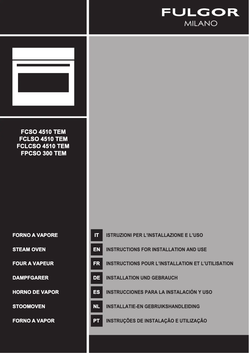 Page n°1 - Guide d'installation Fulgor Milano FPCSO 300 TEM X