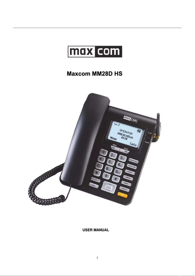 Page n°1 - Manuel utilisateur MaxCom MM28D HS