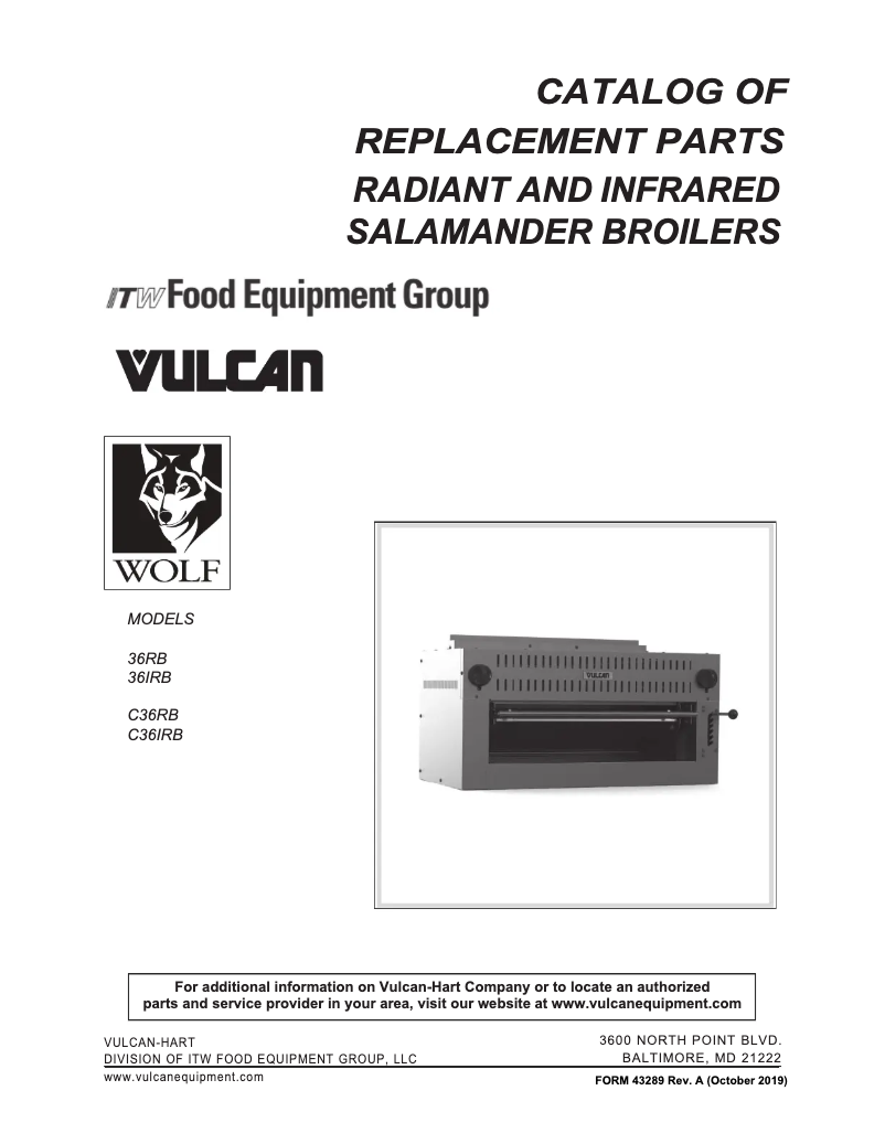 Page 1 de la notice Catalogue Vulcan 36RB