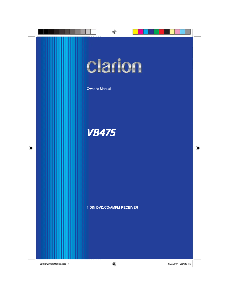 Page n°1 - Manuel utilisateur Clarion VB475