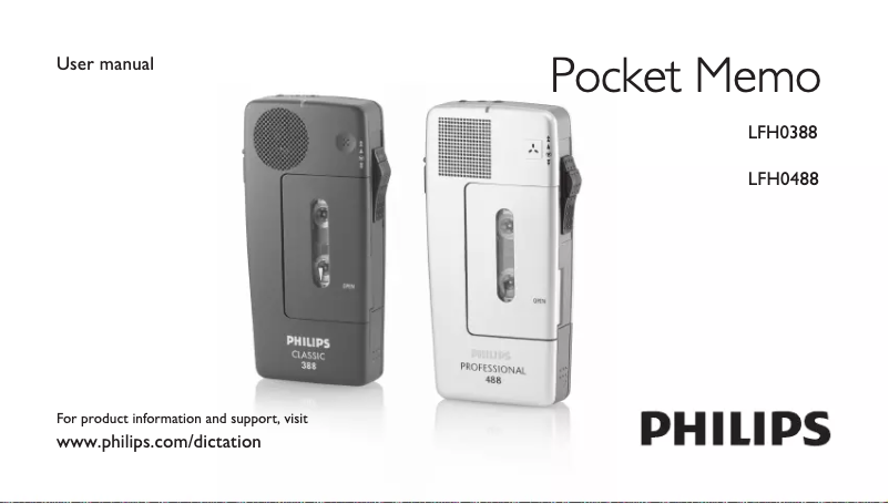 Page 1 de la notice Manuel utilisateur Philips Pocket Memo LFH 388