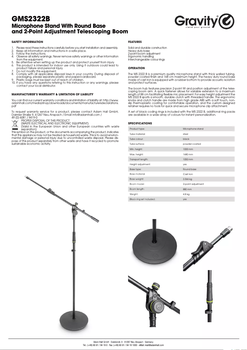 Página 1 del manual Manual de usuario Gravity GMS2322B