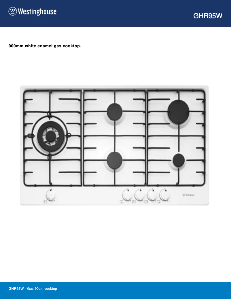 Page 1 de la notice Fiche technique Westinghouse GHR95W