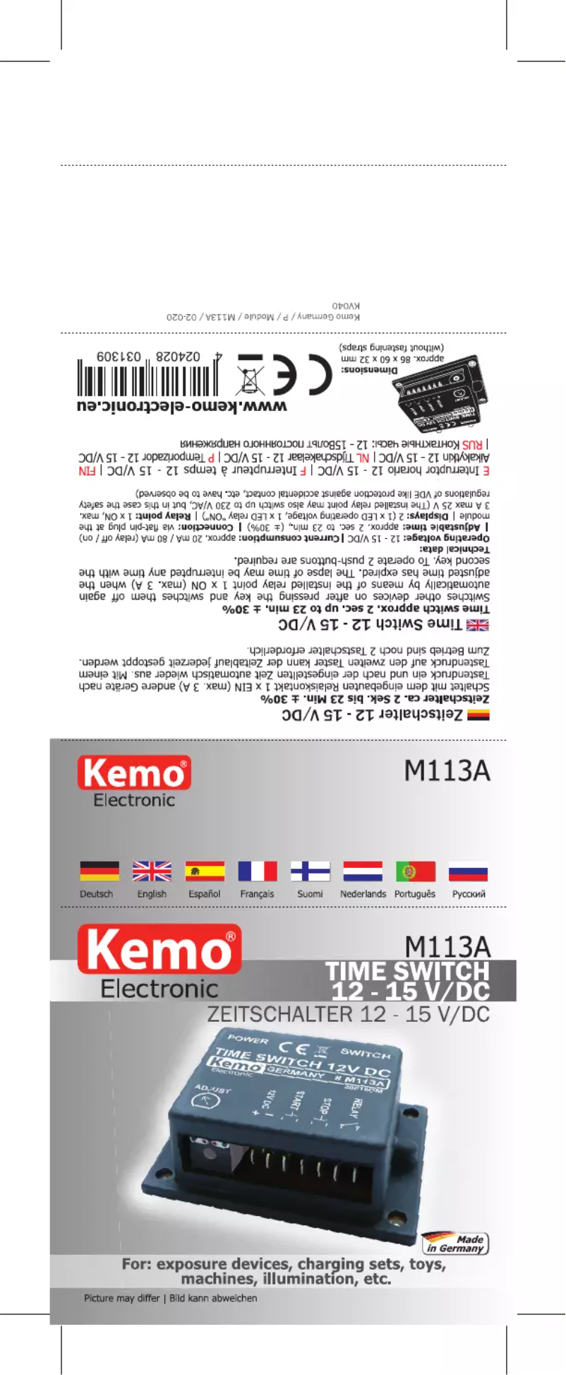 Page 1 de la notice Manuel utilisateur Kemo M113A