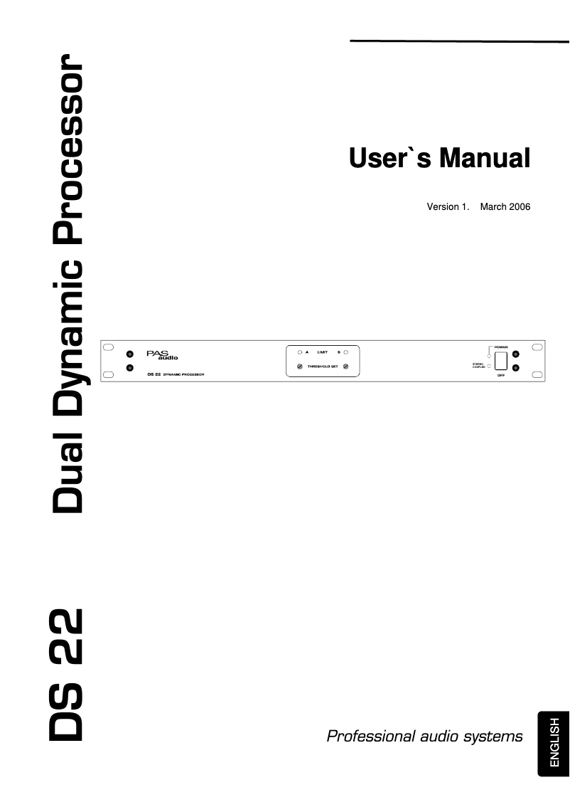 Page n°1 - Manuel utilisateur PAS Audio DS-22