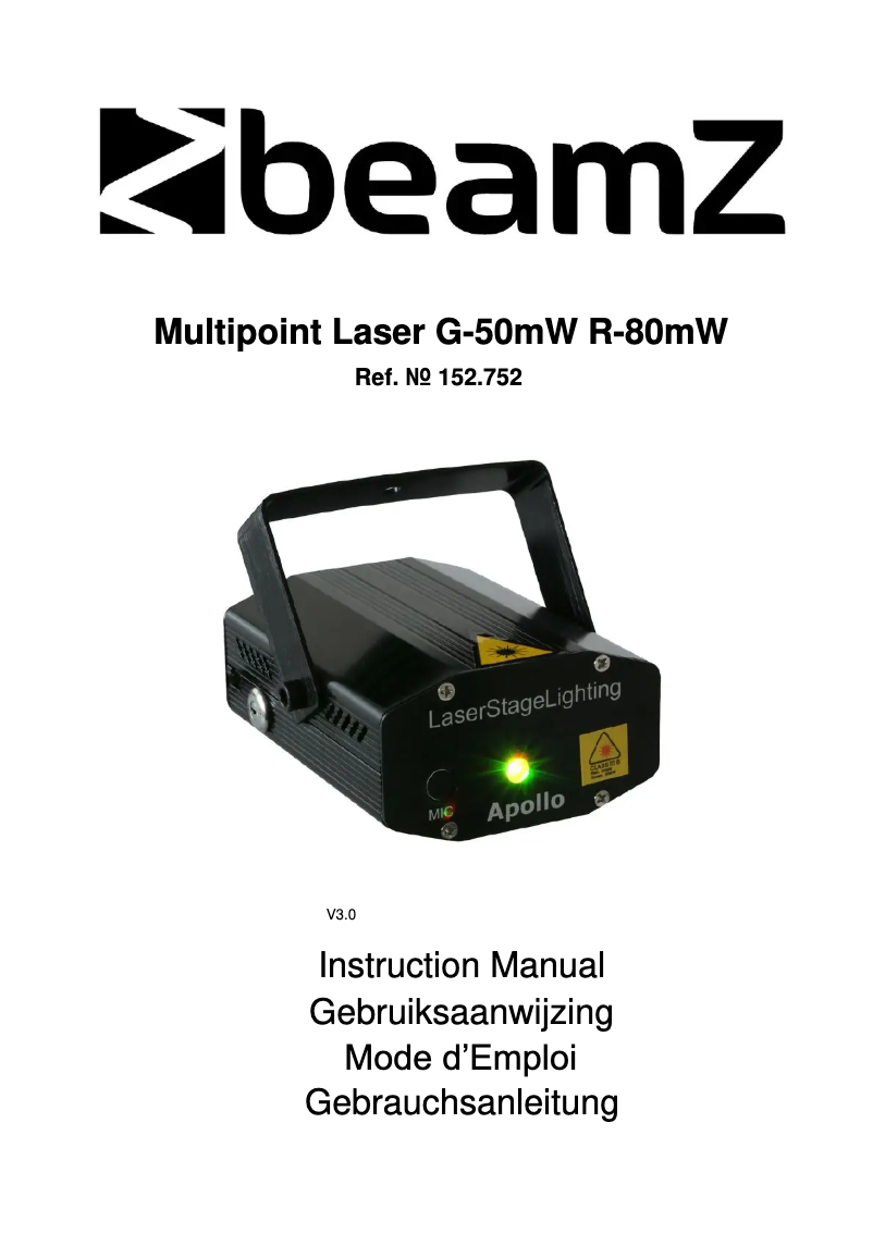 Page n°1 - Manuel utilisateur BeamZ Apollo