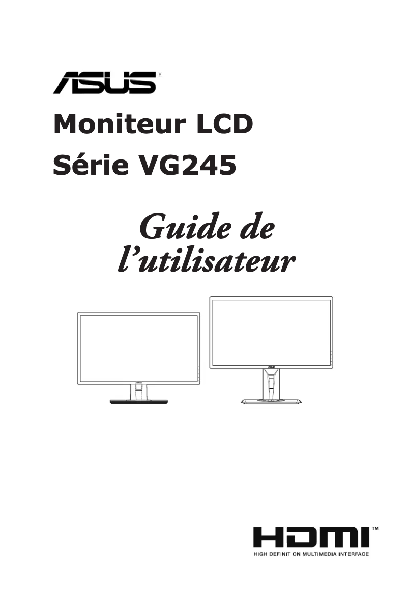 Page 1 de la notice Manuel utilisateur Asus VG245HY