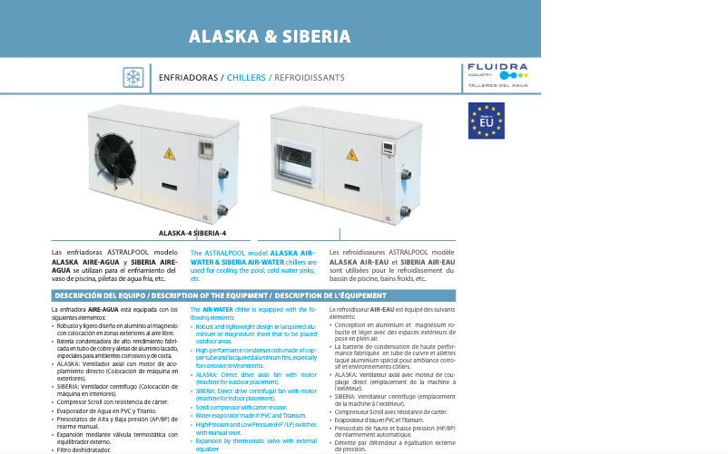 Page 1 de la notice Fiche technique AstralPool Siberia