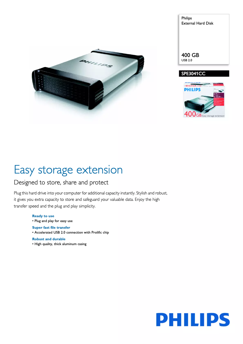 Page n°1 - Brochure Philips SPE3041CC