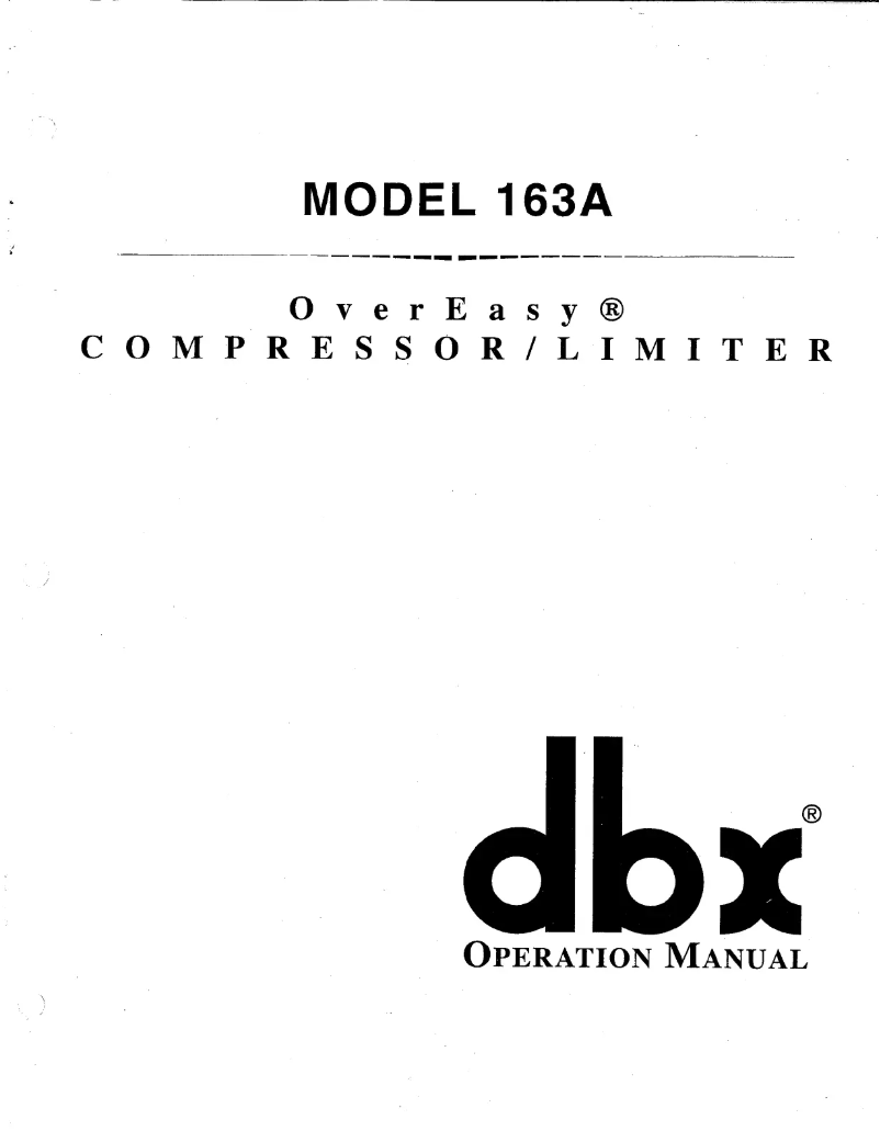 Page n°1 - Manuel utilisateur DBX 163A