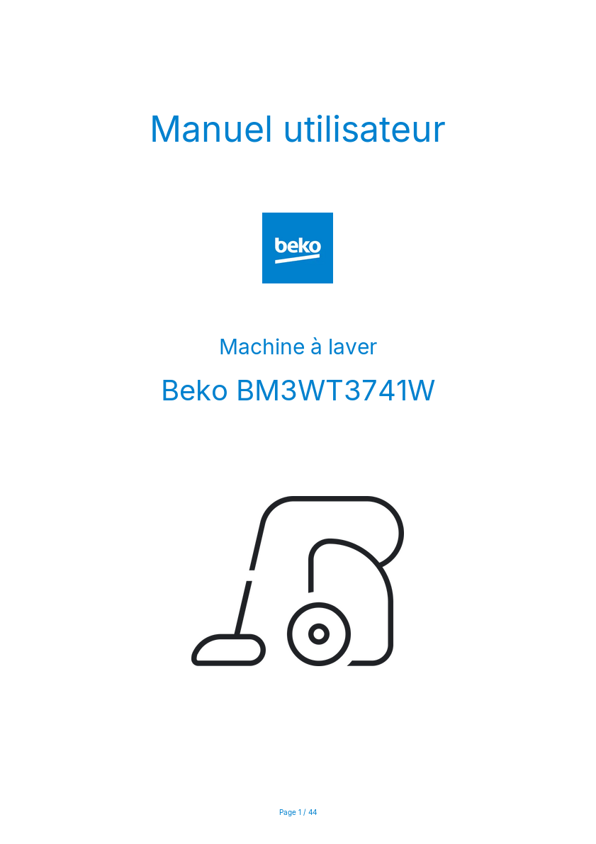 Page n°1 - Manuel utilisateur Beko BM3WT3741W