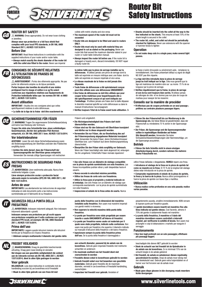 Page n°1 - Manuel utilisateur Silverline 993038