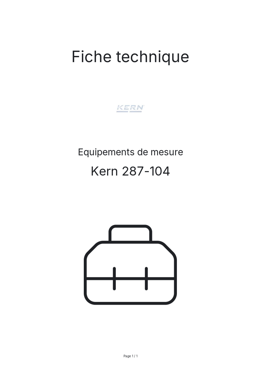 Page n°1 - Fiche technique Kern 287-104