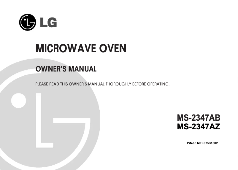 Page 1 of the manual User Manual LG MS2347AZ