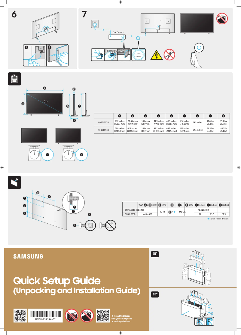Página 1 del manual Guía de inicio rápido Samsung QN85LS03BAFXZA