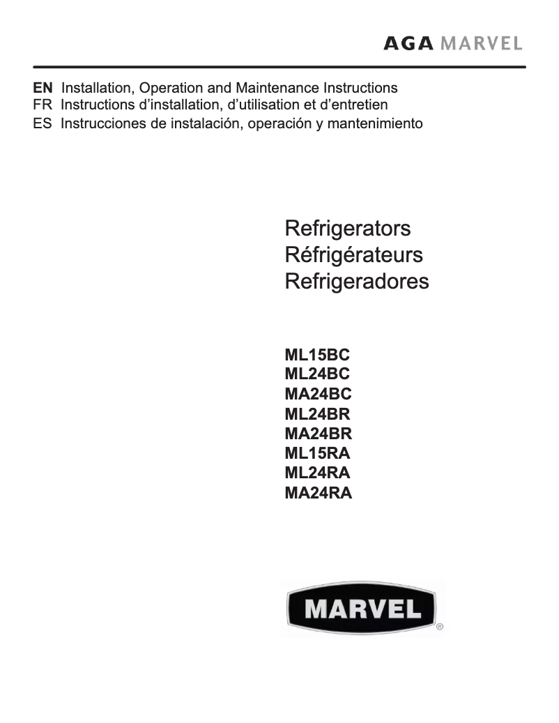 Page n°1 - Manuel utilisateur Marvel ML24BCF2LP