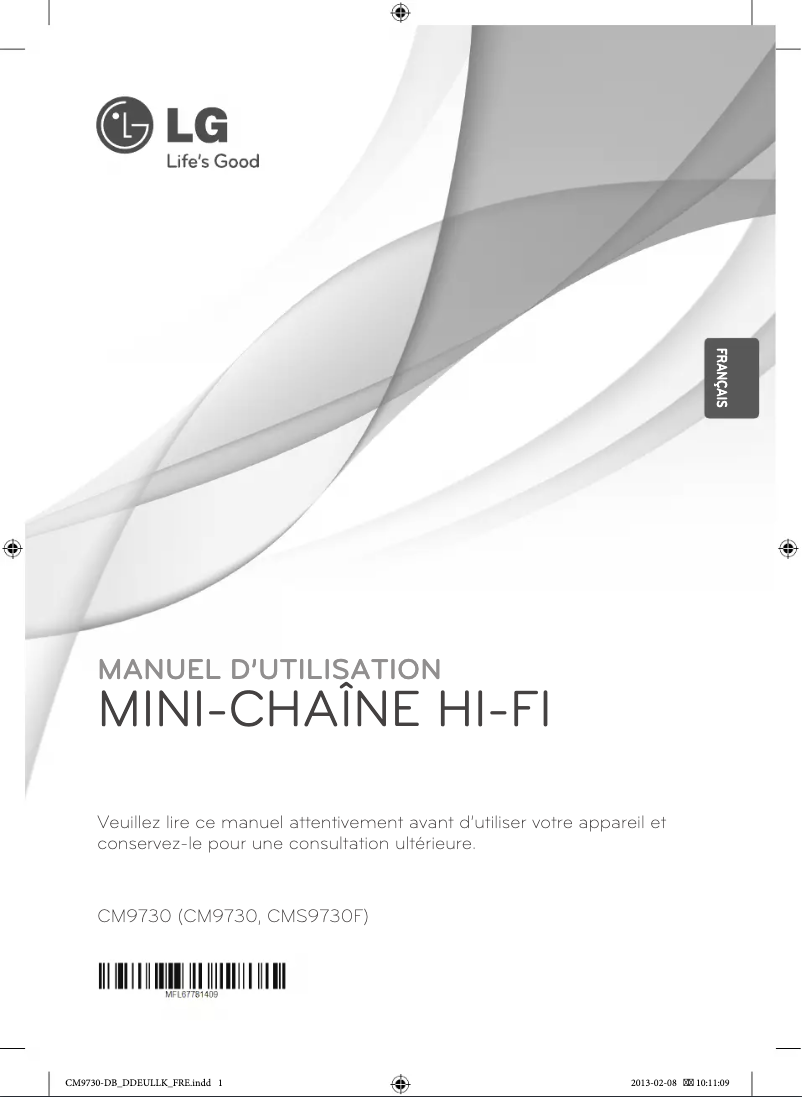 Page 1 de la notice Manuel utilisateur LG CM9730