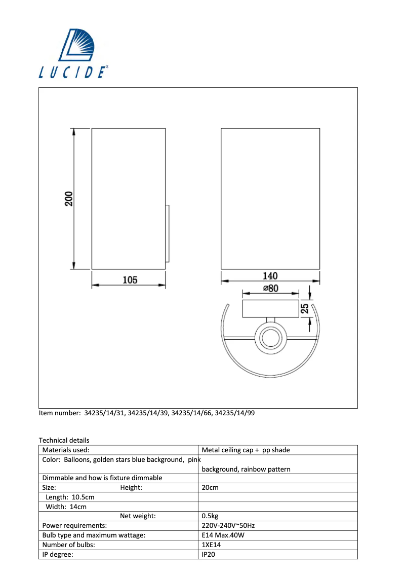 Page 1 de la notice Manuel utilisateur Lucide K3 34235/14/99
