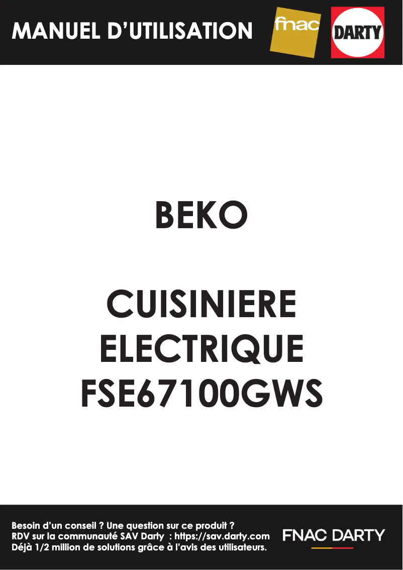 Page 1 de la notice Manuel utilisateur Beko FSE67100GWS