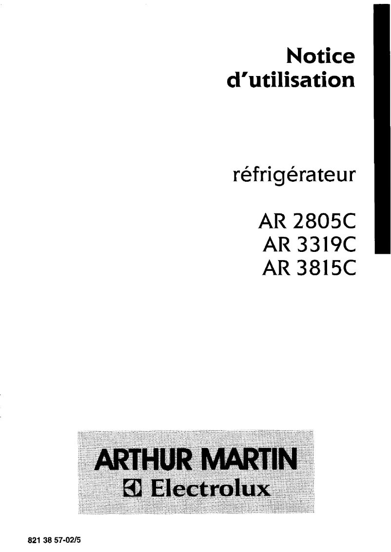 Page 1 de la notice Manuel utilisateur Arthur Martin-Electrolux AR3212C